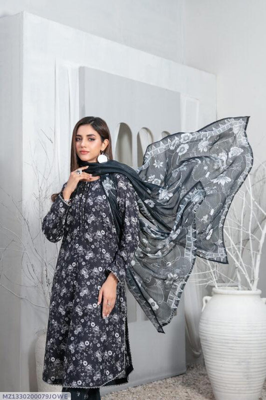 3 Pcs Women's Unstitched Lawn Printed Suit