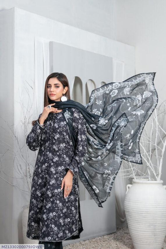3 Pcs Women's Unstitched Lawn Printed Suit