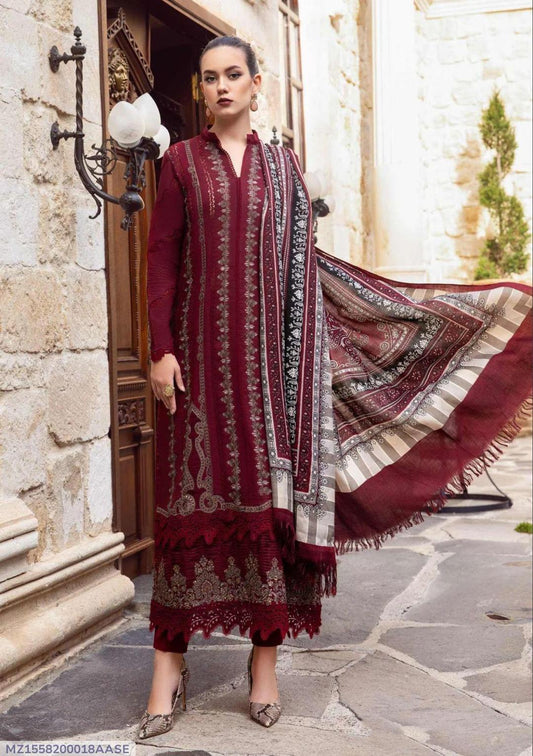 3 Pcs Women's Unstitched Danak Embroidered Suit